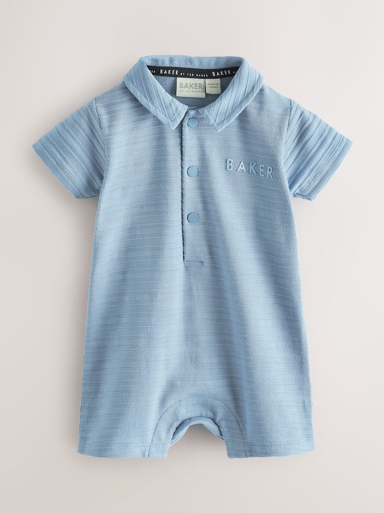 Baker by Ted Baker Textured Blue Rompers 2 Pack