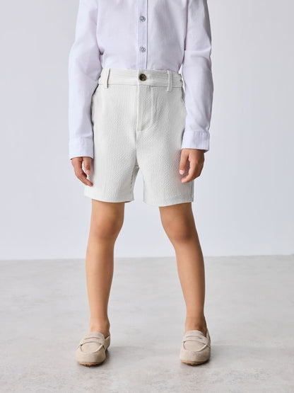 Baker by Ted Baker White/Blue Seersucker Textured Suit Jacket and Shorts Set