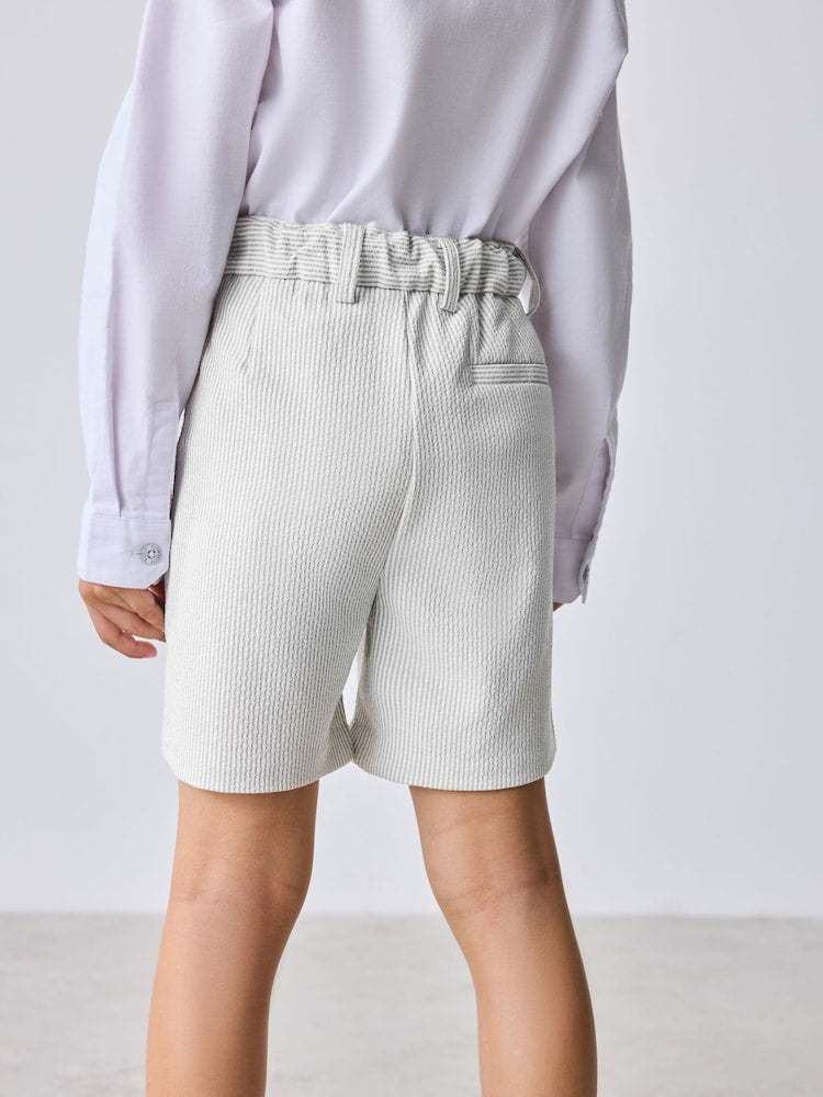 Baker by Ted Baker White/Blue Seersucker Textured Suit Jacket and Shorts Set