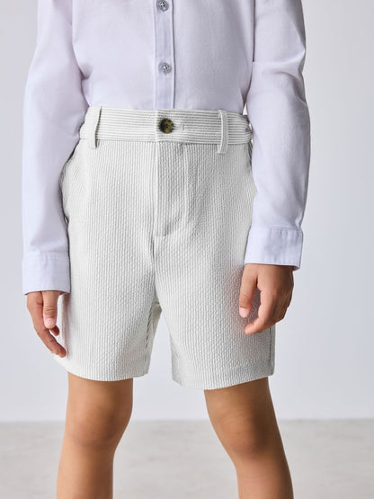 Baker by Ted Baker White/Blue Seersucker Textured Suit Jacket and Shorts Set