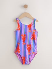 Purple Stripe Lobster Scoop Neck Swimsuit (3mths-16yrs) - Size 3-6 Months (62-68cm)