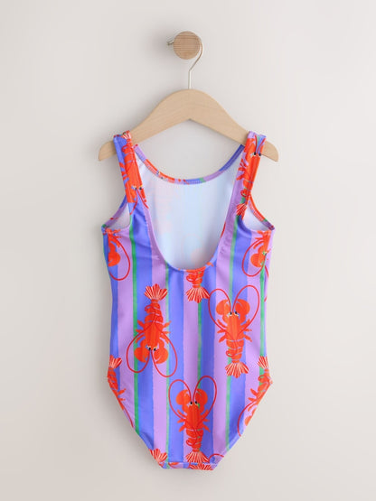 Purple Stripe Lobster Scoop Neck Swimsuit (3mths-16yrs)