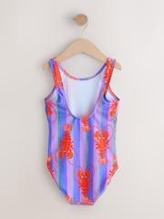 Purple Stripe Lobster Scoop Neck Swimsuit (3mths-16yrs) - Size 3-6 Months (62-68cm)