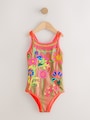 Orange Floral Embroidered Double Strap Swimsuit (3-16yrs) - Size 3 Years (98cm)