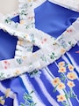 Blue Floral Stripe Ruffle Swimsuit (3-16yrs) - Size 3 Years (98cm)