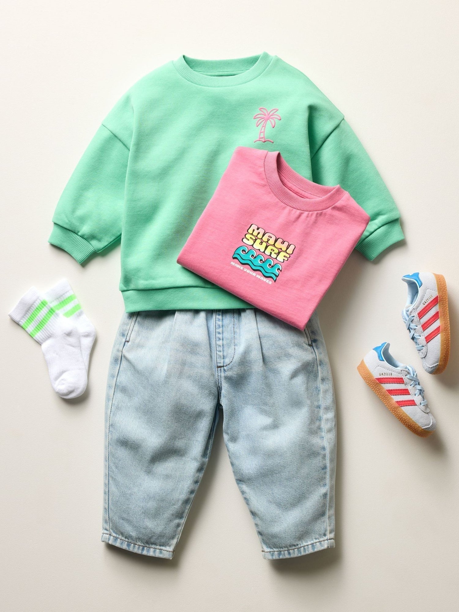 Pink Surfboard Short Sleeve Back Print T-Shirt (3mths-7yrs) - Size 3-6 Months (62-68cm)