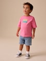 Pink Surfboard Short Sleeve Back Print T-Shirt (3mths-7yrs) - Size 3-6 Months (62-68cm)