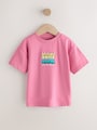 Pink Surfboard Short Sleeve Back Print T-Shirt (3mths-7yrs) - Size 3-6 Months (62-68cm)