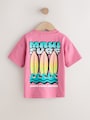 Pink Surfboard Short Sleeve Back Print T-Shirt (3mths-7yrs) - Size 3-6 Months (62-68cm)