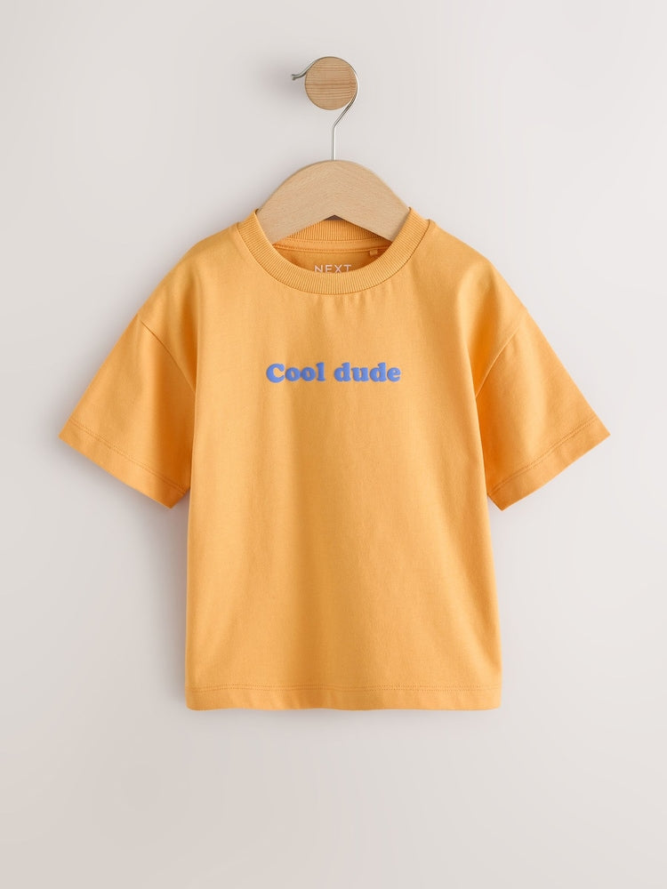 Orange Slogan Short Sleeve Small Graphic T-Shirt (3mths-7yrs) - Orange Slogan / 12-18 Months (80-86cm)