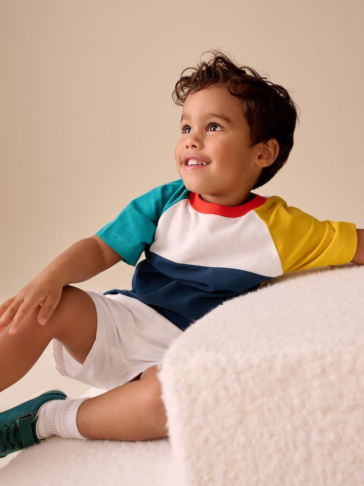 Navy/Blue/Yellow Short Sleeve Colourblock T-Shirt (3mths-7yrs) (3mths-7yrs)