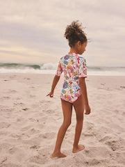 Multi Picnic Scene Short Sleeved Sunsafe Swimsuit (3mths-16yrs) - Size 3 Years (98cm)