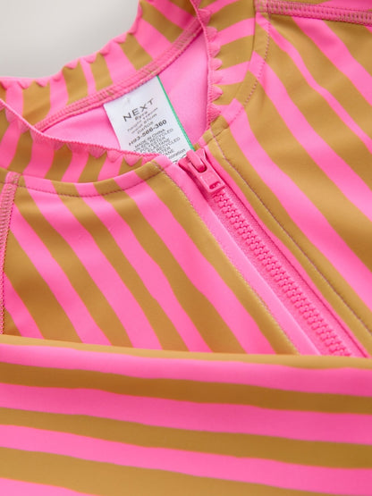 Pink/Orange Stripe Long Sleeve Sunsafe Swimsuit (3mths-16yrs)