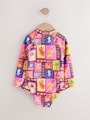 Purple/Orange Tropical Sunsafe Long Sleeve Swimsuit (3mths-7yrs) - Size 3-6 Months (62-68cm)