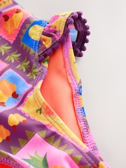 Purple/Orange Tropical Sunsafe Long Sleeve Swimsuit (3mths-7yrs) - Size 3-6 Months (62-68cm)