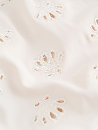 White Embriodered Puff Sleeve Swimsuit (3mths-7yrs) - Size 3-6 Months (62-68cm)
