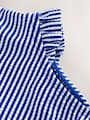 Navy Blue Cherry Stripe Puff Sleeve Swimsuit (3mths-7yrs) - Size 3-6 Months (62-68cm)