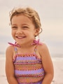 Purple/Orange Embroidered Shirred Swimsuit (3mths-10yrs) - Size 3-6 Months (62-68cm)