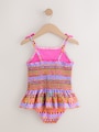 Purple/Orange Embroidered Shirred Swimsuit (3mths-10yrs) - Size 3-6 Months (62-68cm)