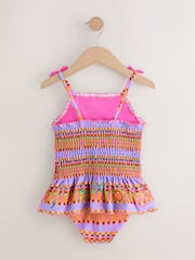 Purple/Orange Embroidered Shirred Swimsuit (3mths-10yrs) - Size 3-6 Months (62-68cm)