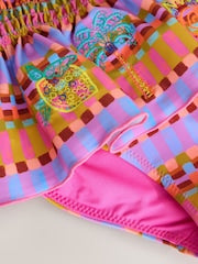 Purple/Orange Embroidered Shirred Swimsuit (3mths-10yrs) - Size 3-6 Months (62-68cm)