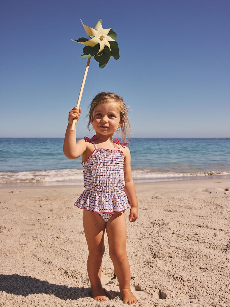 Red/Blue Check Shirred Swimsuit (3mths-10yrs) - Size 3-6 Months (62-68cm)