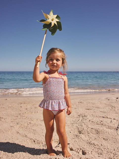 Red/Blue Check Shirred Swimsuit (3mths-10yrs) - Size 3-6 Months (62-68cm)
