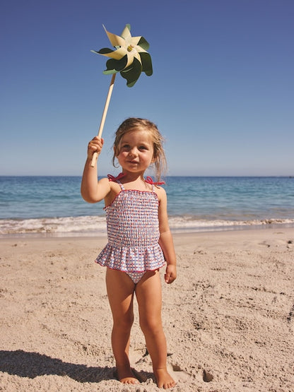 Red/Blue Check Shirred Swimsuit (3mths-10yrs) - Size 3-6 Months (62-68cm)