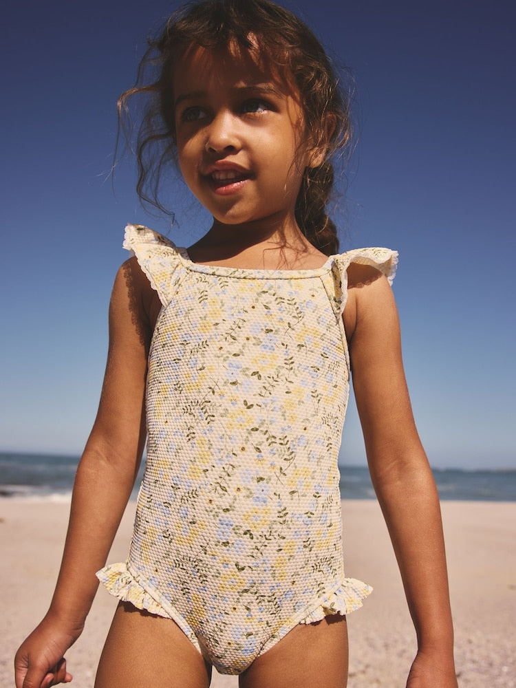 Yellow Ditsy Floral Frill Swimsuit (3mths-7yrs) - Size 3-6 Months (62-68cm) - Yellow Ditsy Floral