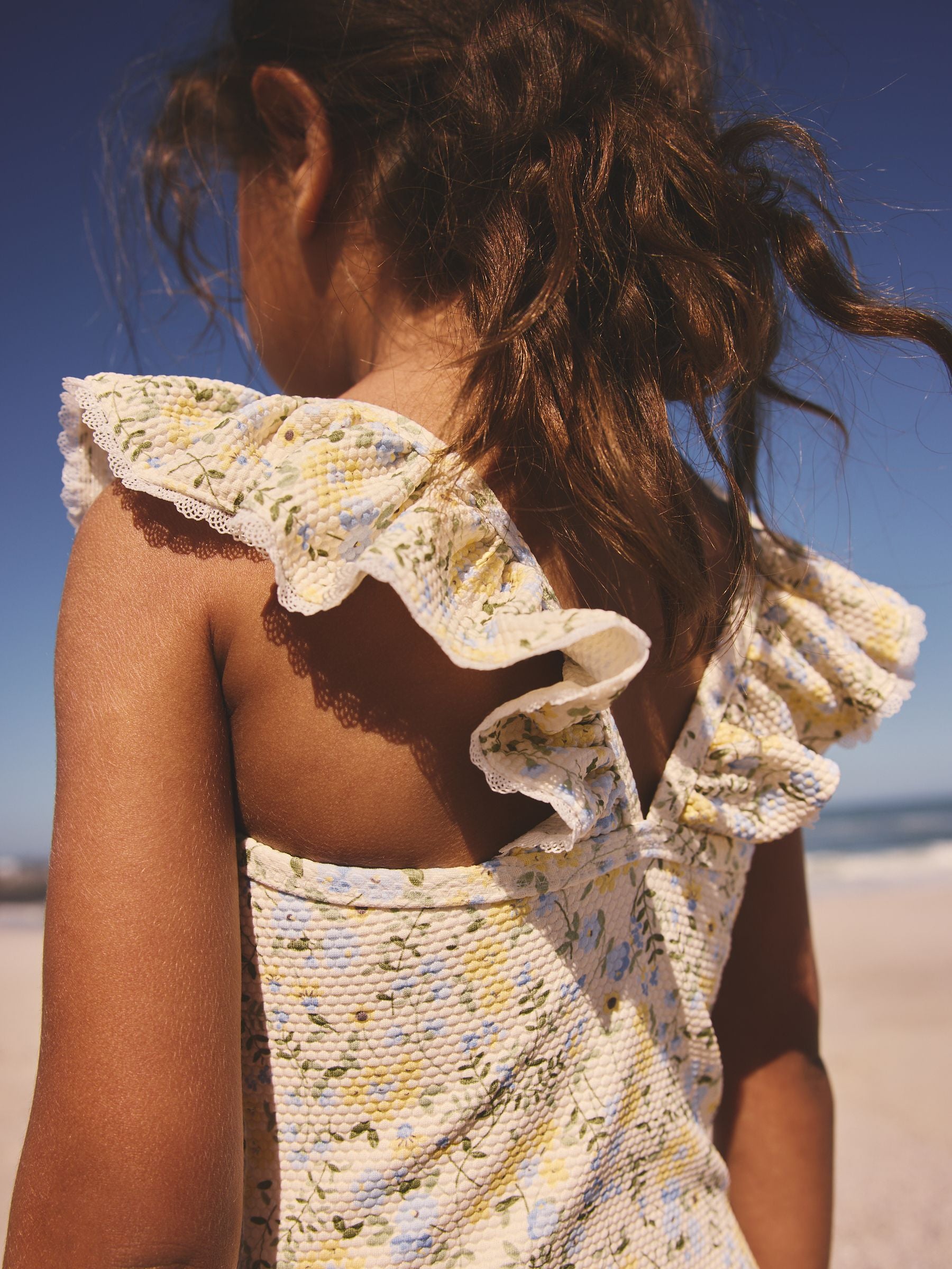 Yellow Ditsy Floral Frill Swimsuit (3mths-7yrs) - Size 3-6 Months (62-68cm)