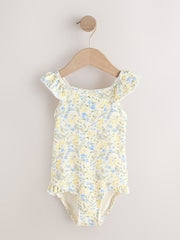 Yellow Ditsy Floral Frill Swimsuit (3mths-7yrs) - Size 3-6 Months (62-68cm)