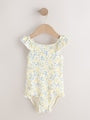 Yellow Ditsy Floral Frill Swimsuit (3mths-7yrs) - Size 3-6 Months (62-68cm)