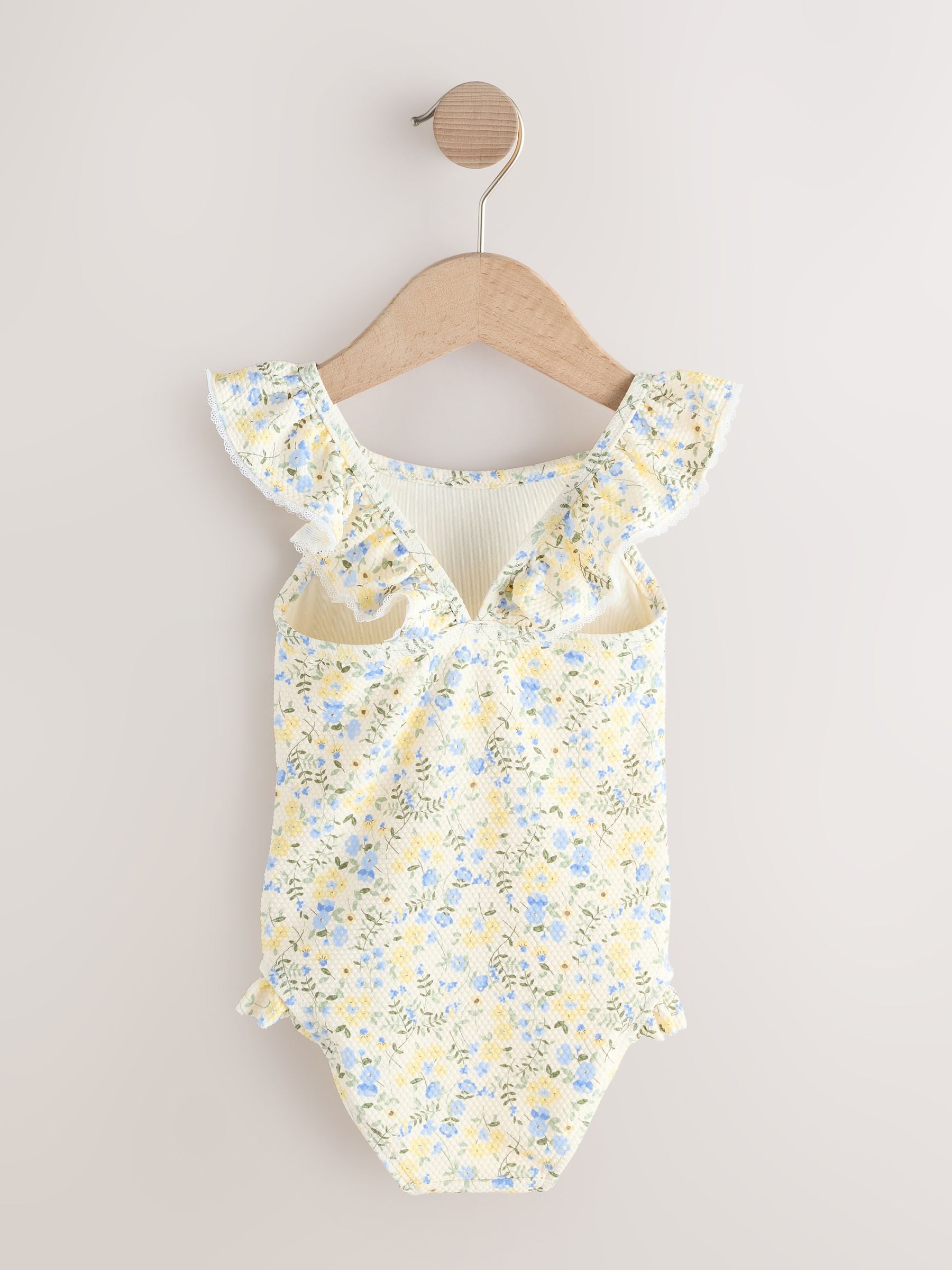 Yellow Ditsy Floral Frill Swimsuit (3mths-7yrs) - Size 3-6 Months (62-68cm)