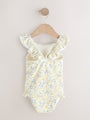 Yellow Ditsy Floral Frill Swimsuit (3mths-7yrs) - Size 3-6 Months (62-68cm)