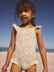 Yellow Ditsy Floral Frill Swimsuit (3mths-7yrs) - Size 3-6 Months (62-68cm)