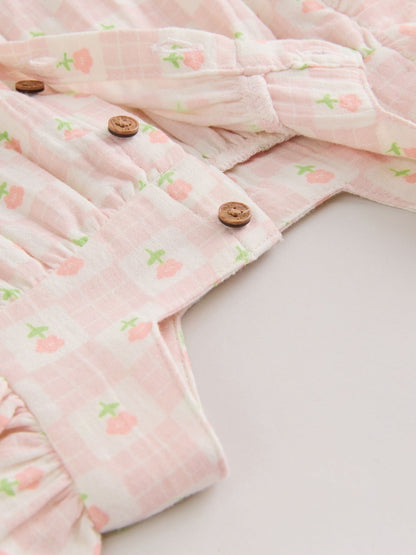 Ecru Pink Floral Woven Baby Top and Shorts Set 2 Piece (0mths-2yrs)