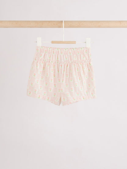 Ecru Pink Floral Woven Baby Top and Shorts Set 2 Piece (0mths-2yrs)