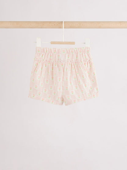 Ecru Pink Floral Woven Baby Top and Shorts Set 2 Piece (0mths-2yrs)