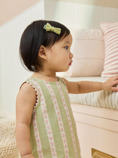 Green Floral Stripe Baby Woven Top and Trousers Set 2 Piece (0mths-2yrs) - Size Up to 1 Month (56cm)
