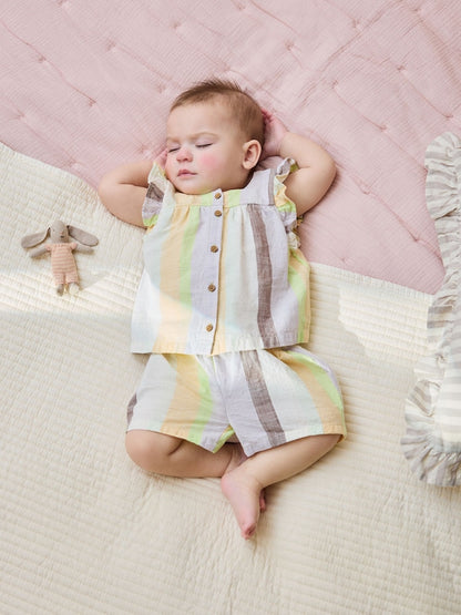 Multi Stripe Woven Baby Top and Shorts Set 2 Piece (0mths-2yrs)