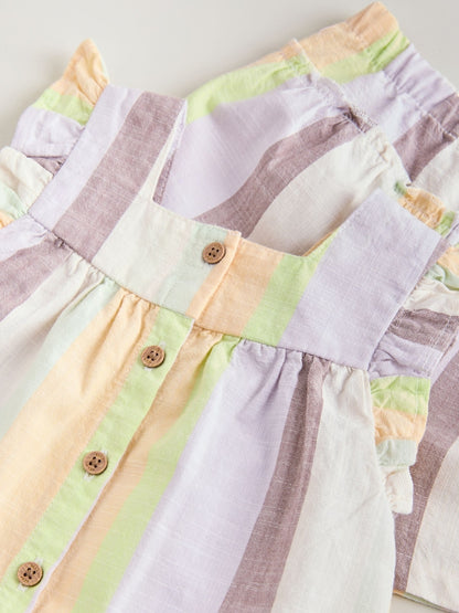 Multi Stripe Woven Baby Top and Shorts Set 2 Piece (0mths-2yrs)