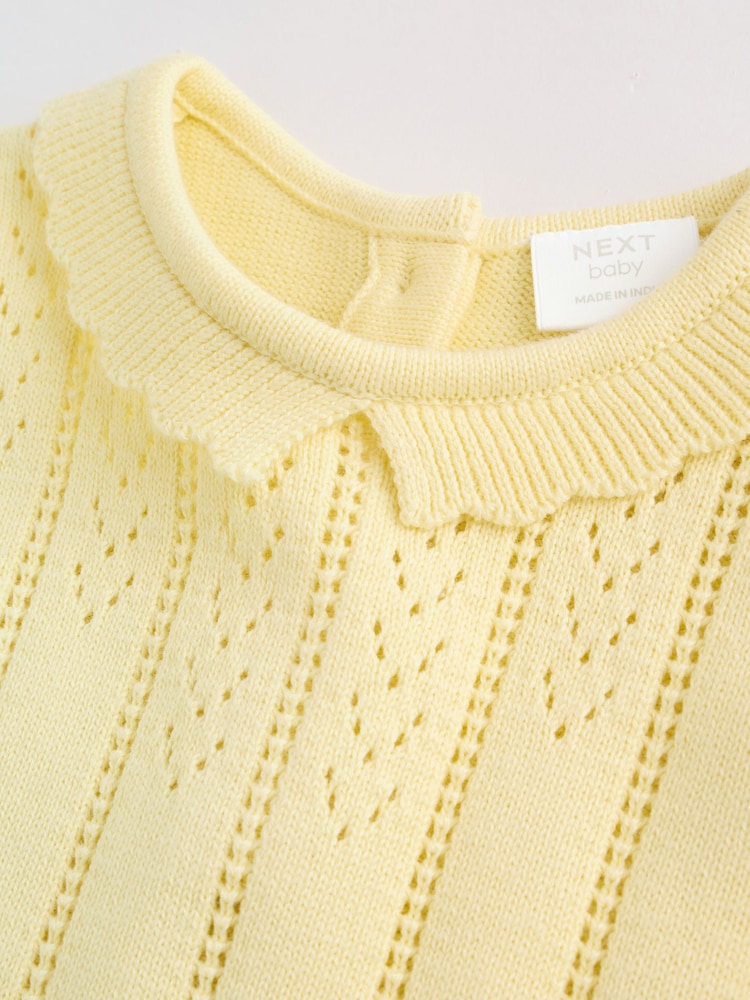 Yellow Baby Knitted Top and Shorts Set 2 Piece (0mths-2yrs)