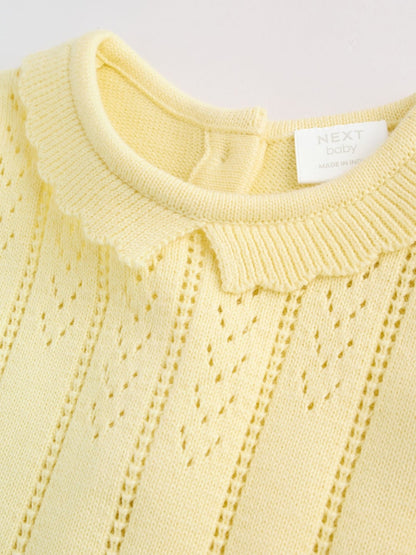 Yellow Baby Knitted Top and Shorts Set 2 Piece (0mths-2yrs)