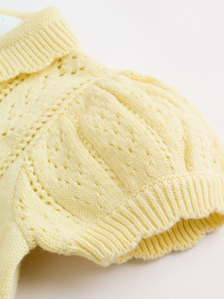 Yellow Baby Knitted Top and Shorts Set 2 Piece (0mths-2yrs)