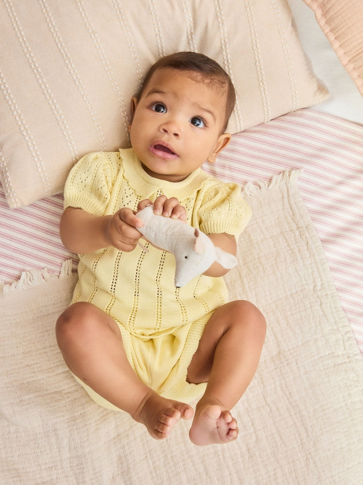 Yellow Baby Knitted Top and Shorts Set 2 Piece (0mths-2yrs)