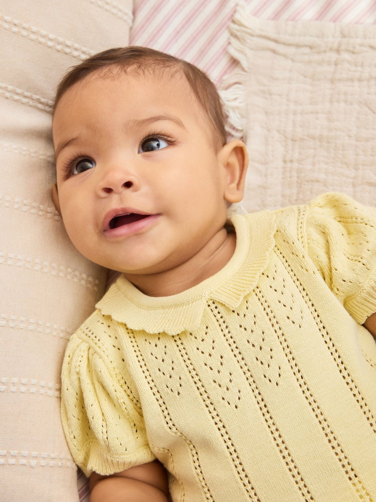 Yellow Baby Knitted Top and Shorts Set 2 Piece (0mths-2yrs)