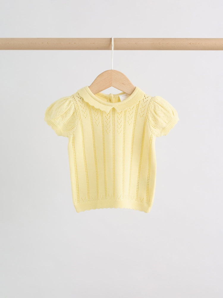 Yellow Baby Knitted Top and Shorts Set 2 Piece (0mths-2yrs)
