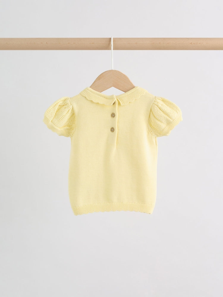 Yellow Baby Knitted Top and Shorts Set 2 Piece (0mths-2yrs)