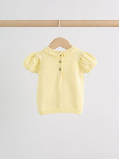 Yellow Baby Knitted Top and Shorts Set 2 Piece (0mths-2yrs)