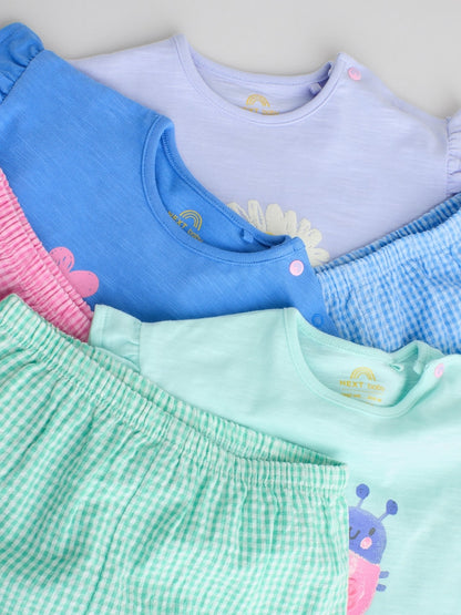 Multi Character Short Sleeve Top and Shorts Baby Set 6 Piece (0mths-2yrs) - Size Up to 1 Month (56cm)